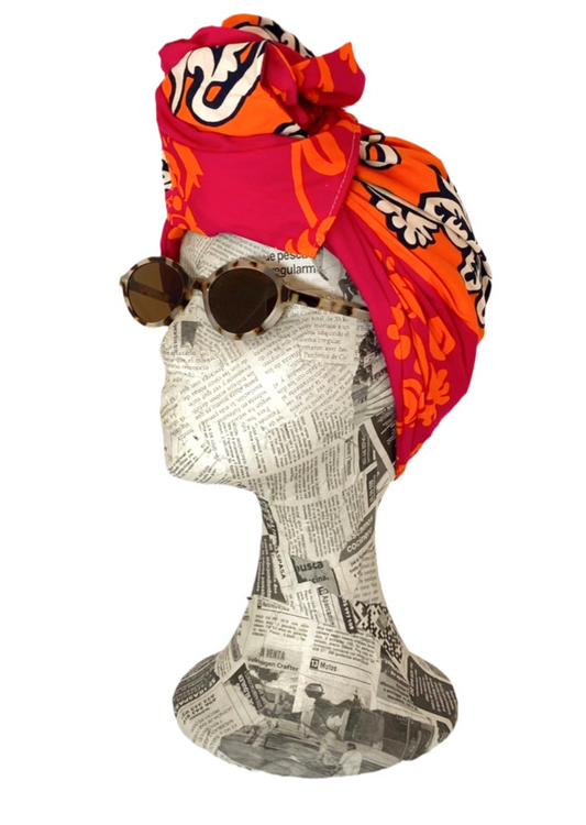 Turbante fucsia & naranja