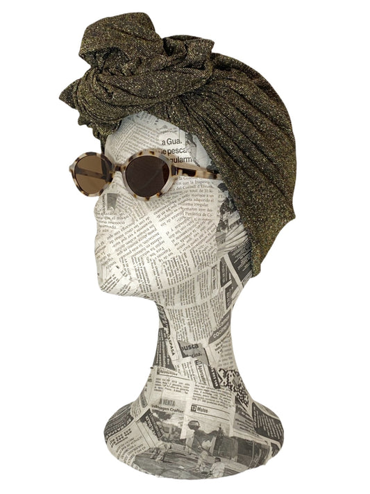 Turbante lurex negro & dorado