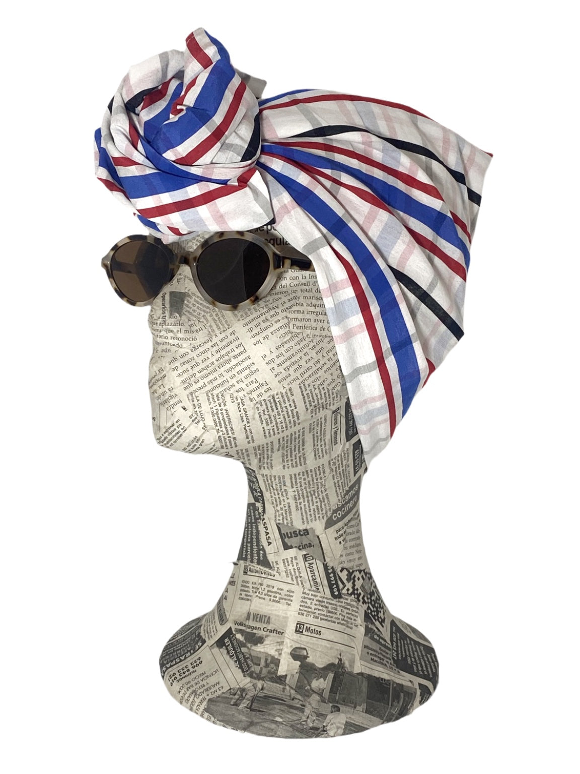 Turbante cuadros azul & rojo