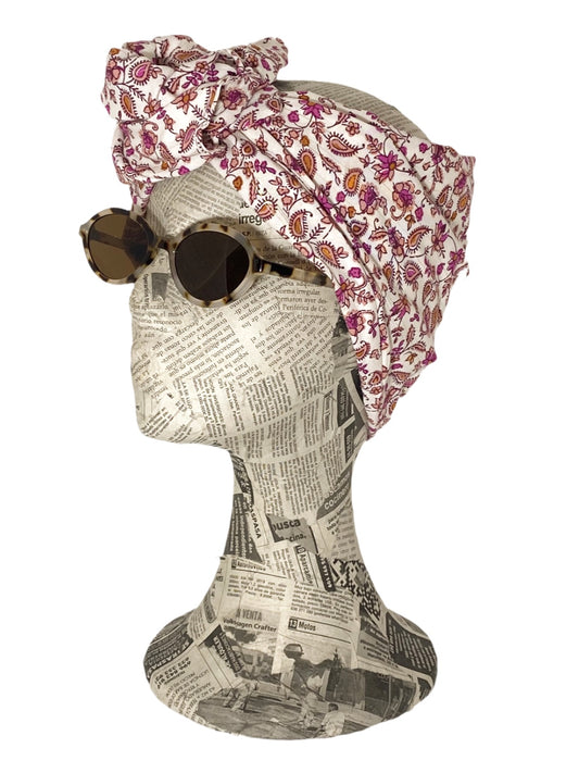 Turbante flores rosas