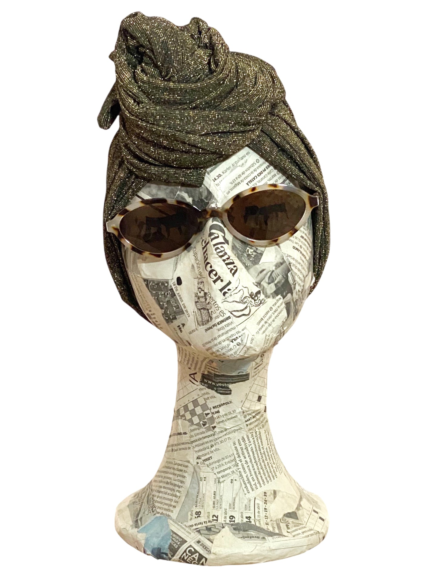 Turbante lurex negro & dorado