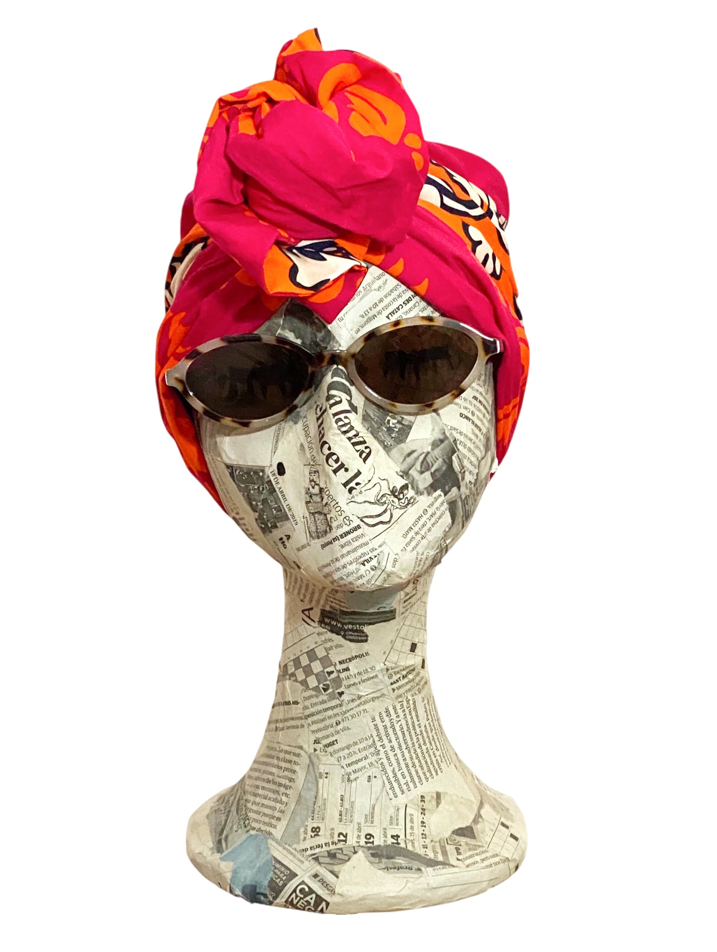 Turbante fucsia & naranja